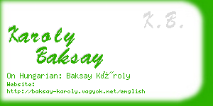 karoly baksay business card